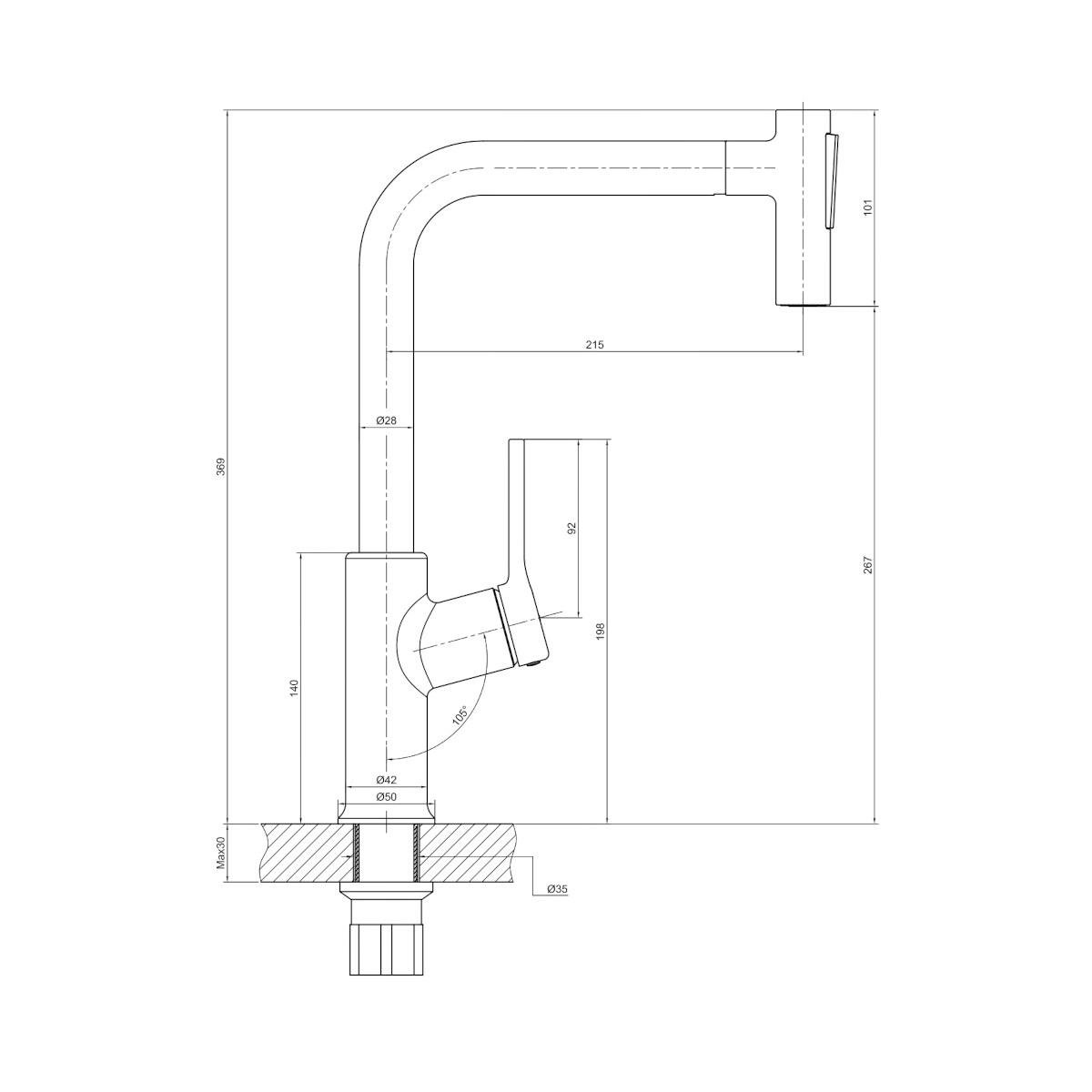 Rizenbr Torneira Monocomando com Ducha Manual Extensível Rizen - Brava